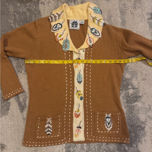 Storybook Knits Brown and Cream Embroidered Jacket - Picture 4 of 5